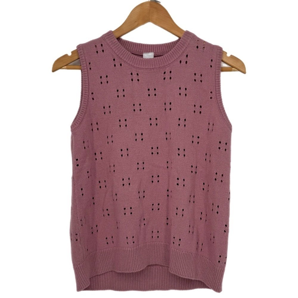 Nordstrom Girls’ Cotton Blend Sleeveless Knit Sweater Size XL (14/16) Pink Prep